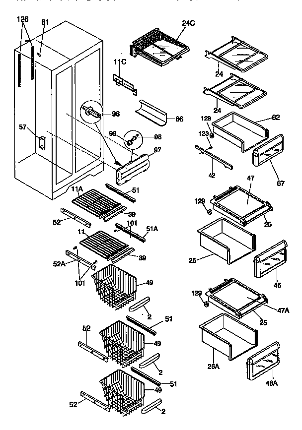 Kenmore 25358685894 shelves diagram