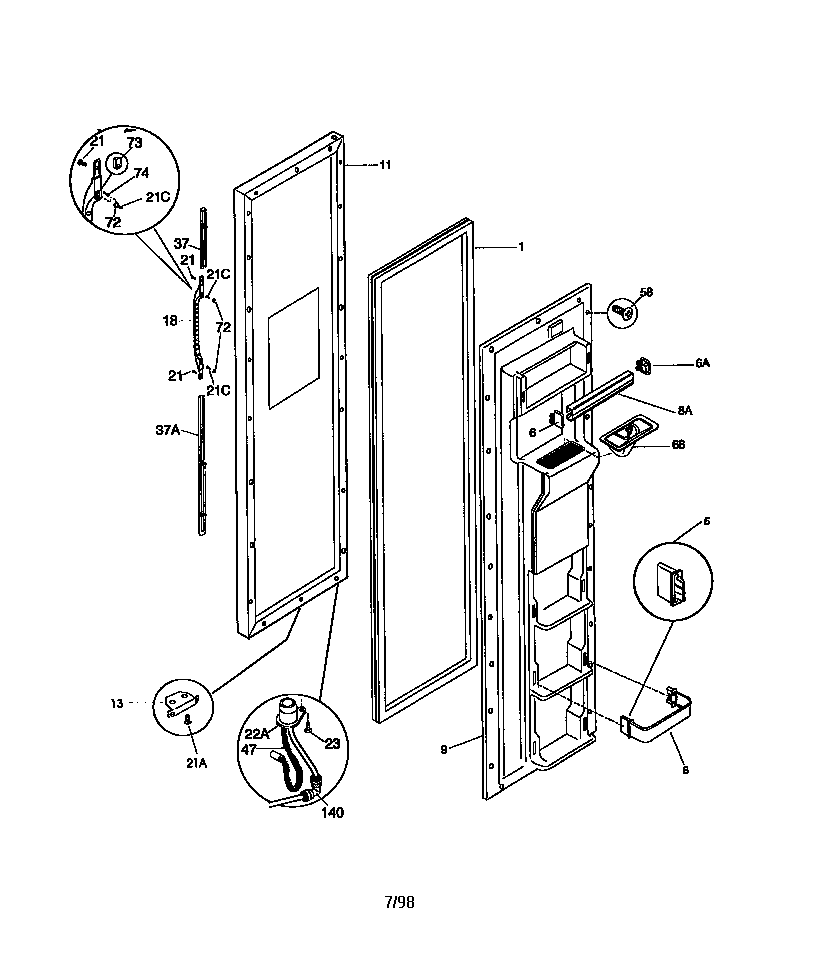 Kenmore 25358687894 freezer door diagram