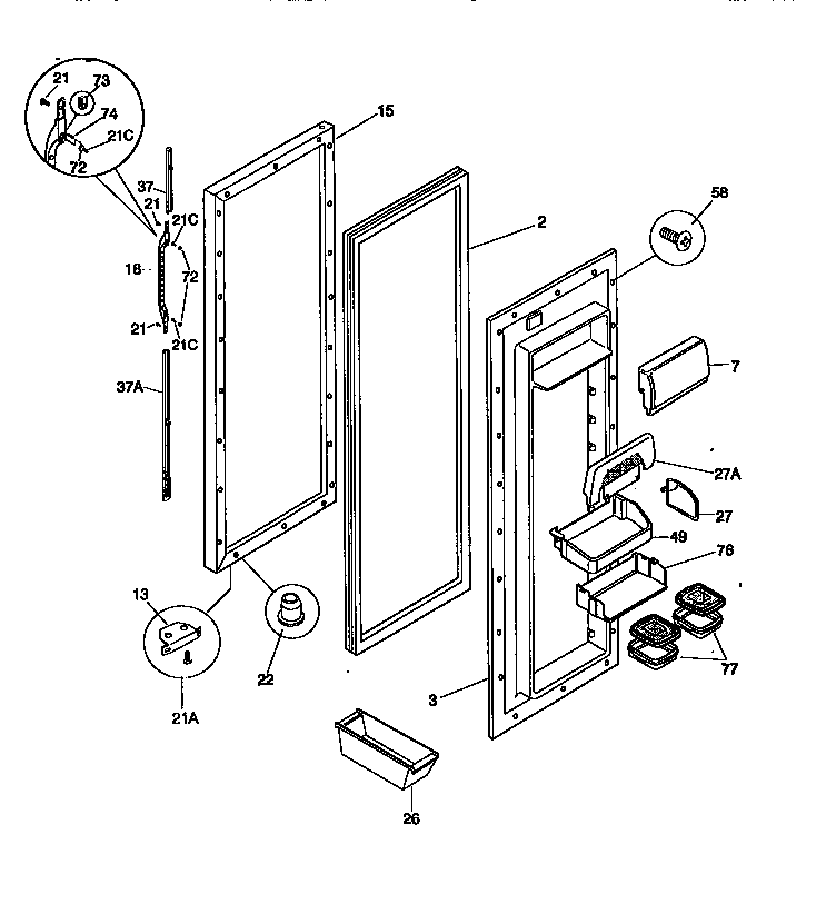 Kenmore 25358687894 refrigerator door diagram