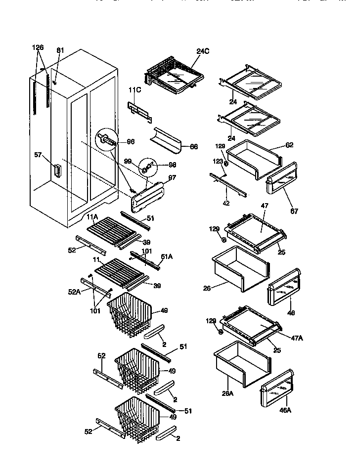Kenmore 25358687894 shelves diagram