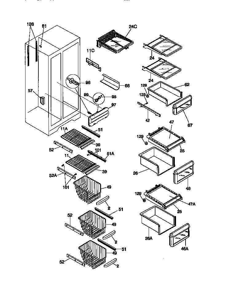 Kenmore 25358689892 shelves diagram