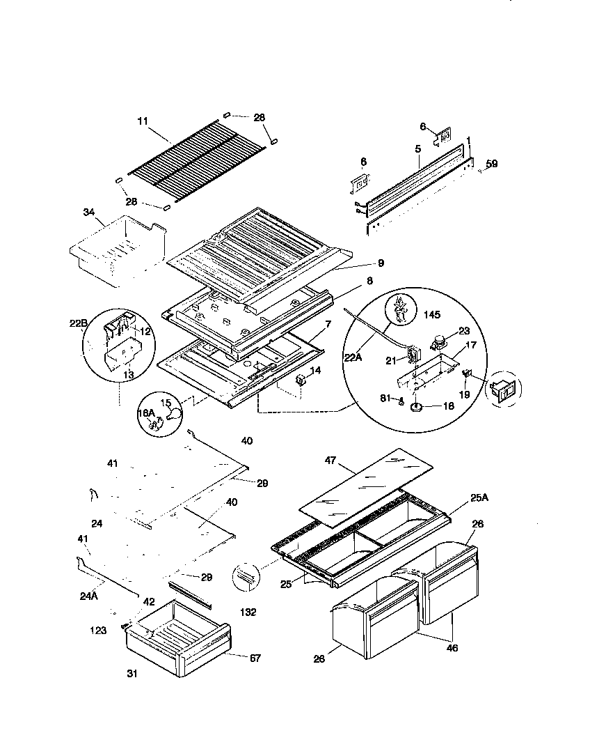 Kenmore 25378137891 shelves diagram