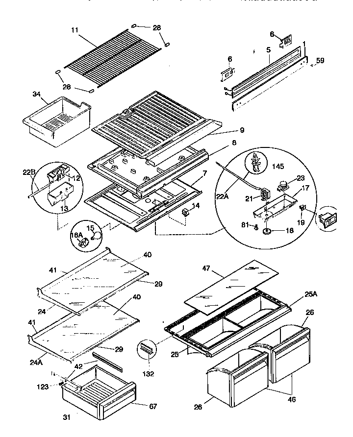 Kenmore 25378135891 shelves diagram