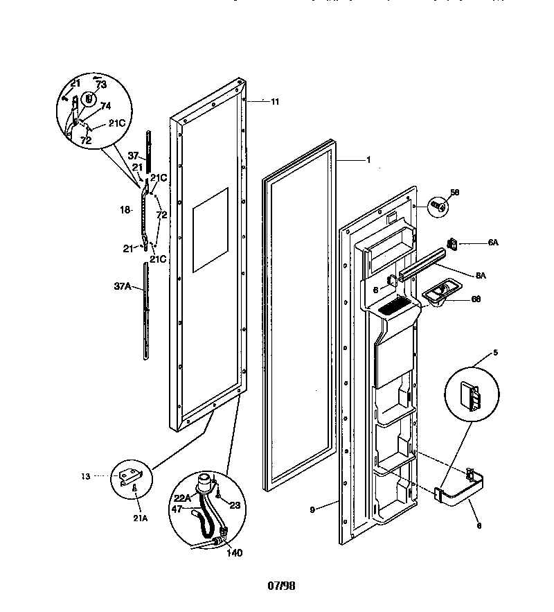 Kenmore 25358682893 freezer door diagram