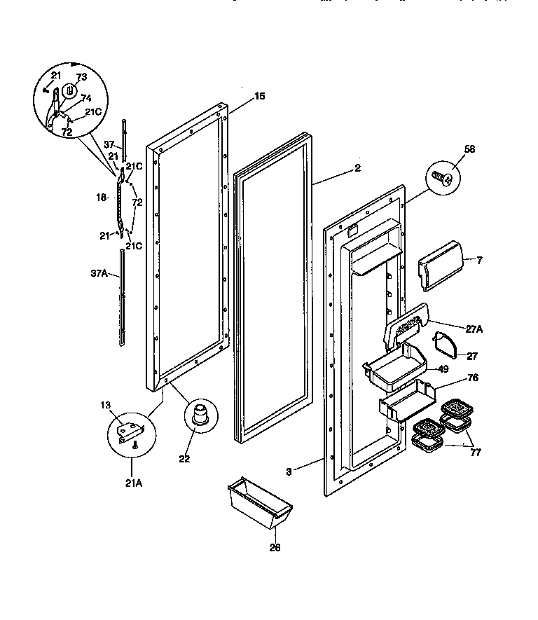 Kenmore 25358682893 refrigerator door diagram
