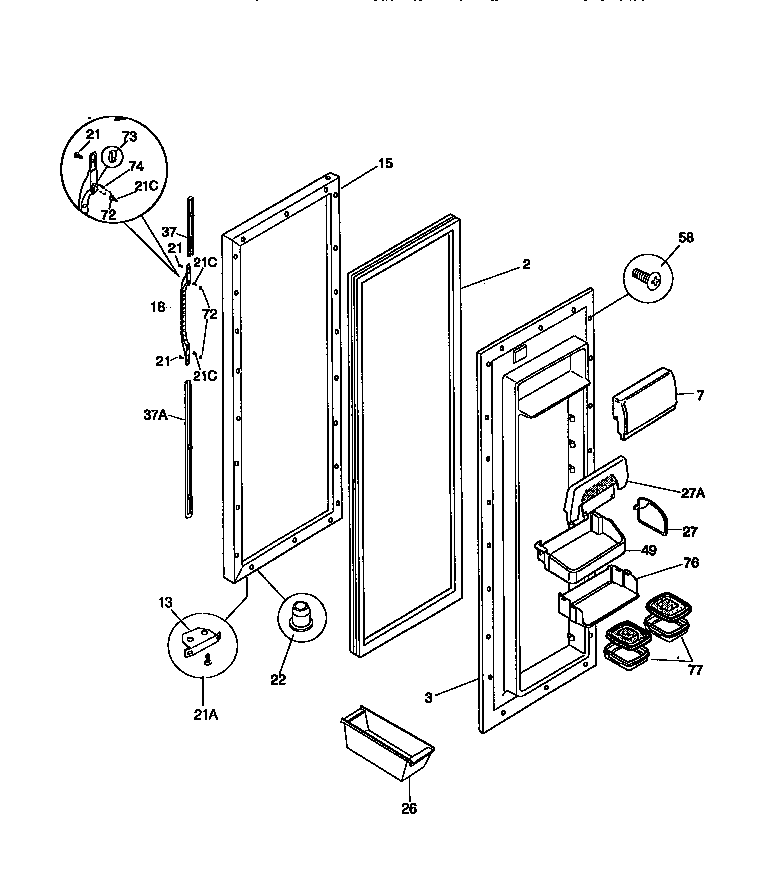 Kenmore 25358685893 refrigerator door diagram