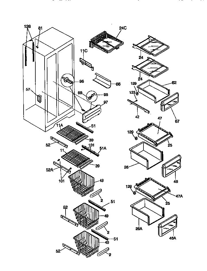 Kenmore 25358685893 shelves diagram