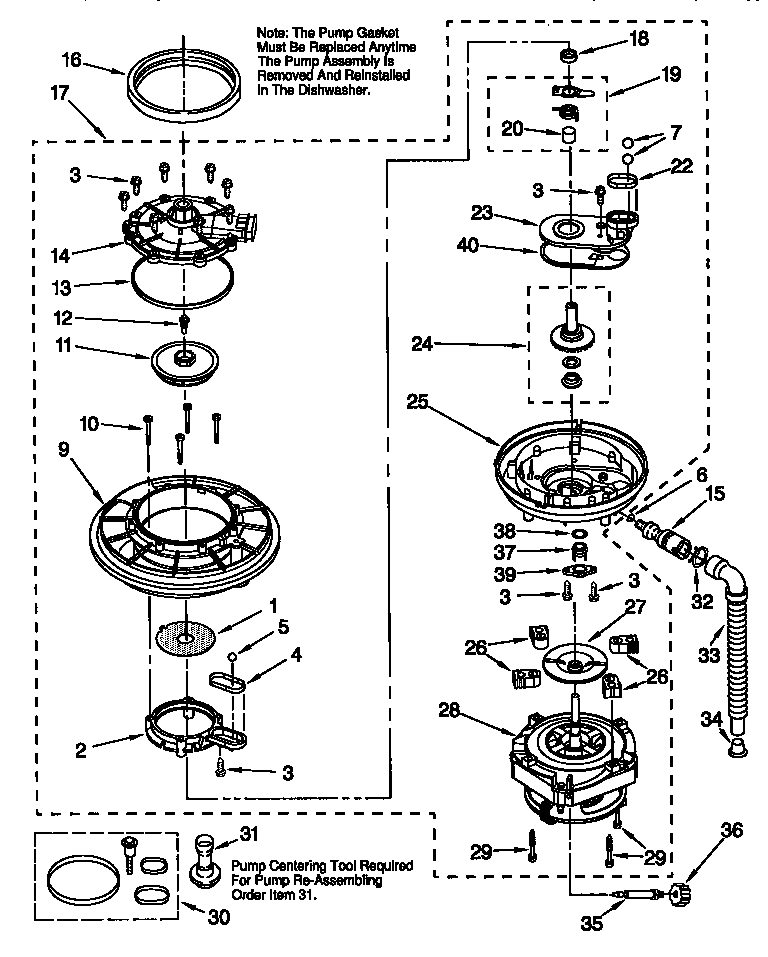 Kenmore 66517791791 pump and motor diagram