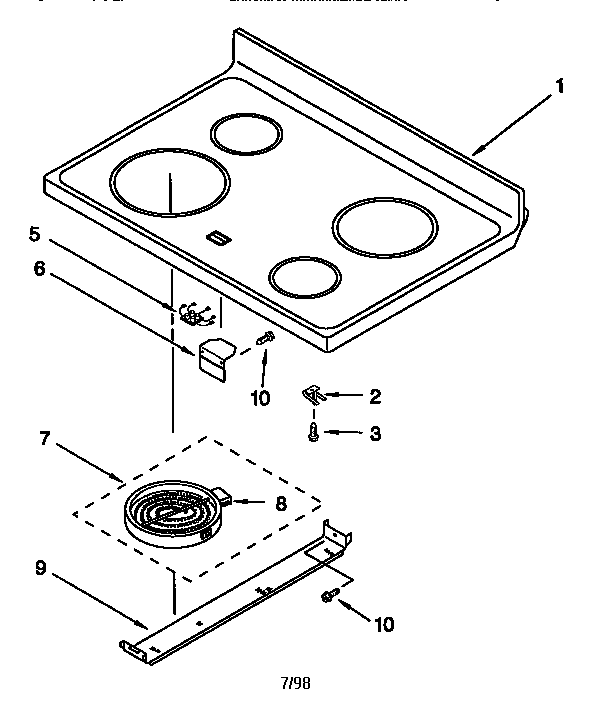 Whirlpool RF378PXGB0 cooktop diagram
