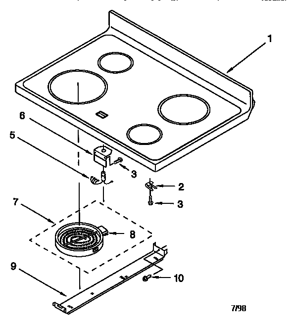 Whirlpool RF314PXGQ0 cooktop diagram
