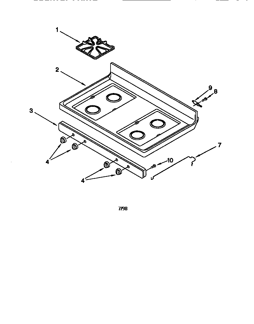 Whirlpool SF303PEGQ1 cooktop diagram