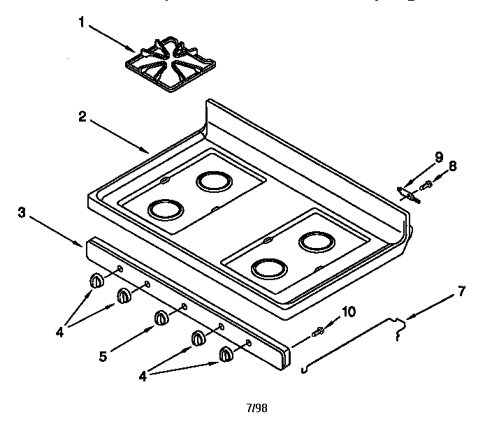 Whirlpool SF302BSGN0 cooktop diagram