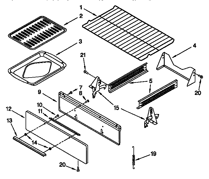 Whirlpool SF302BSGN0 oven and broiler diagram