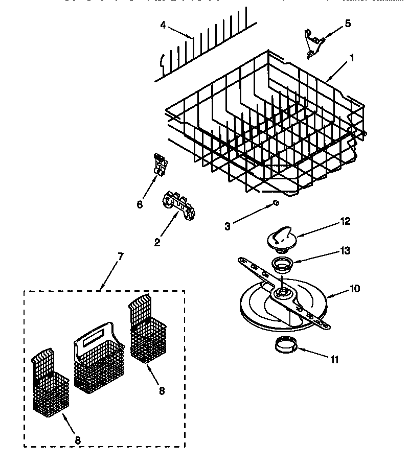 Kenmore 665773882 lower dishrack diagram