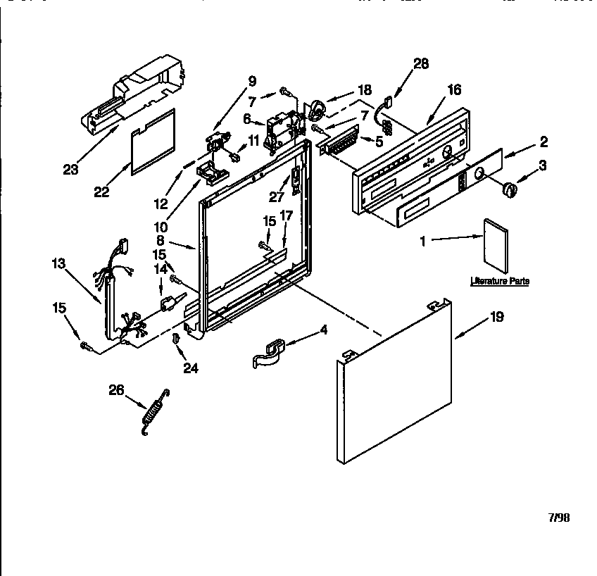 Kenmore 665773812 frame and console diagram