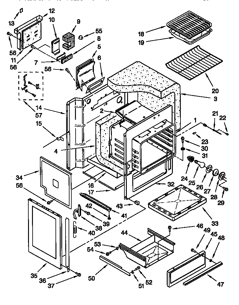Whirlpool SS385PEEB2 oven and drawer diagram
