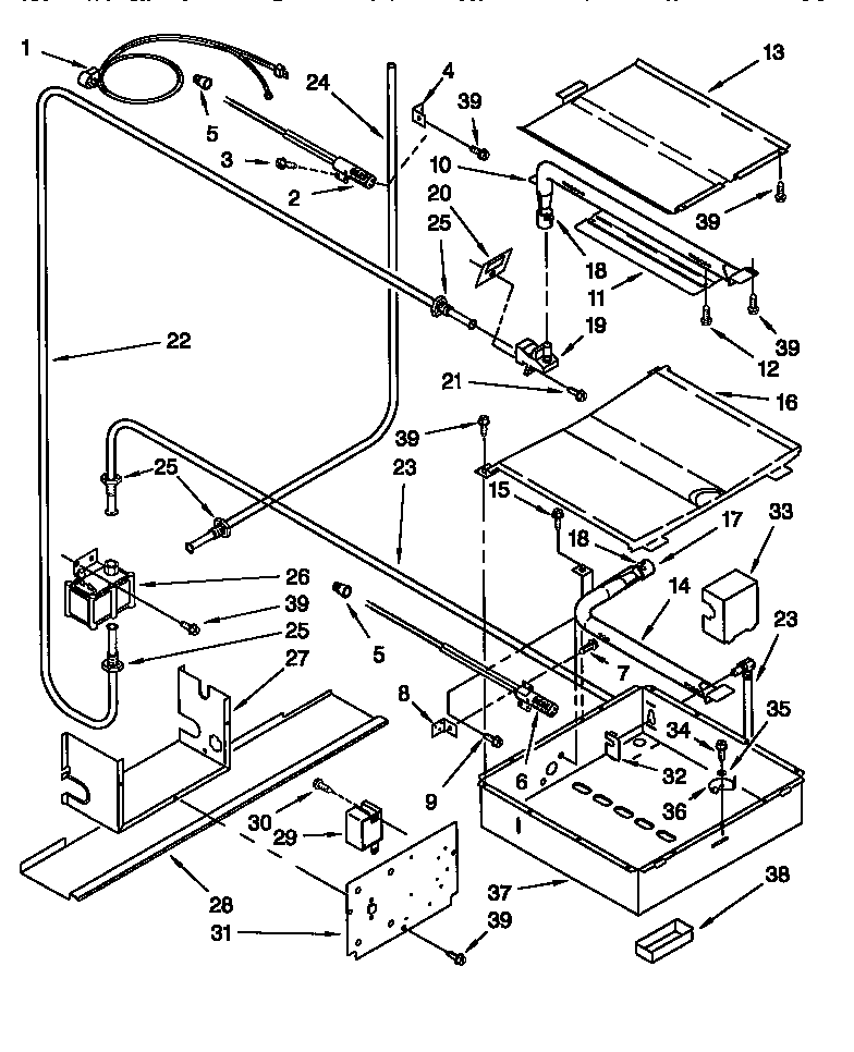 Whirlpool SS385PEEB2 broiler and oven burner diagram