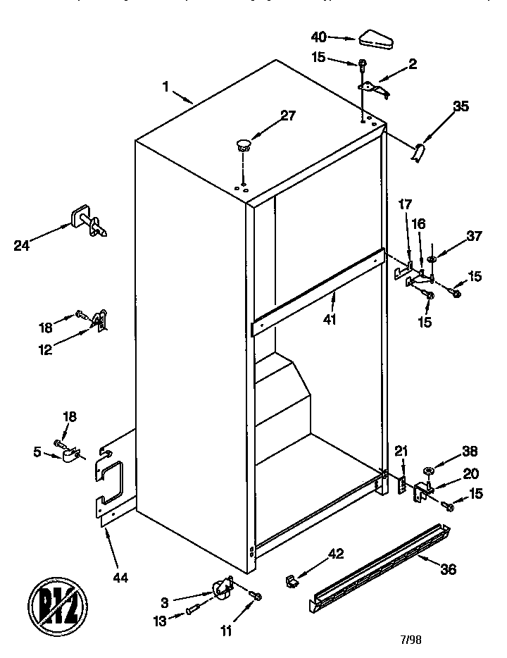 Whirlpool GT22DMXGB00 cabinet diagram