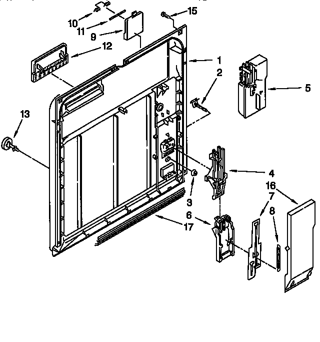 Whirlpool DU810DWGX0 inner door diagram
