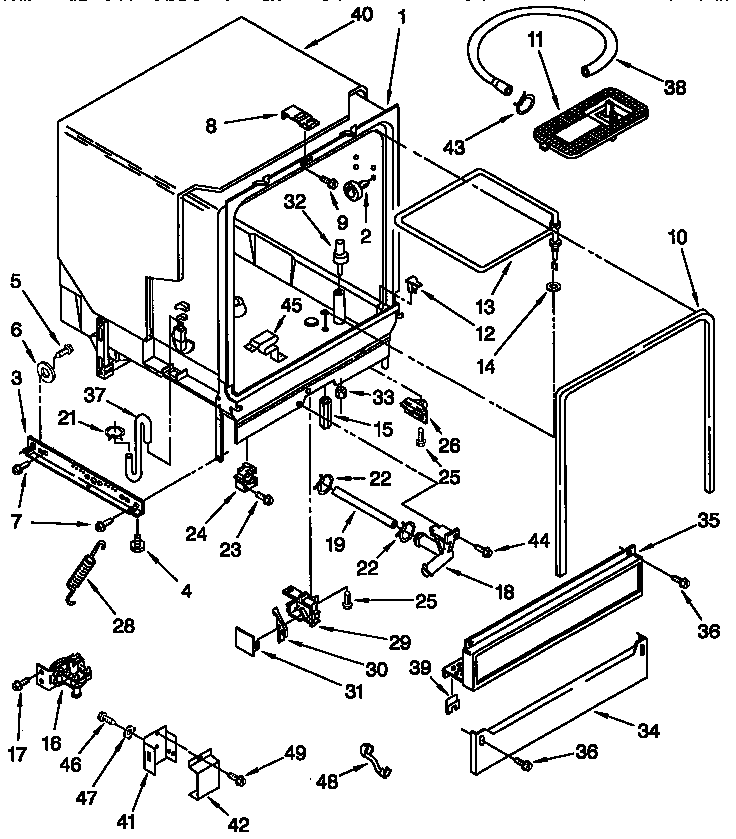 Whirlpool DU810DWGX0 tub assembly diagram