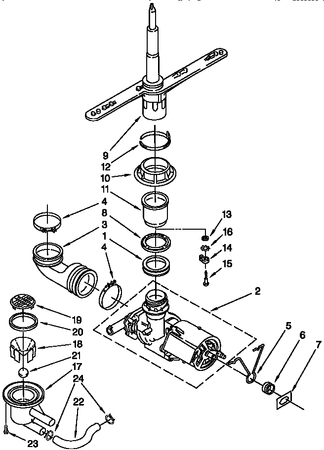 Whirlpool DU810DWGX0 pump and spray arm diagram