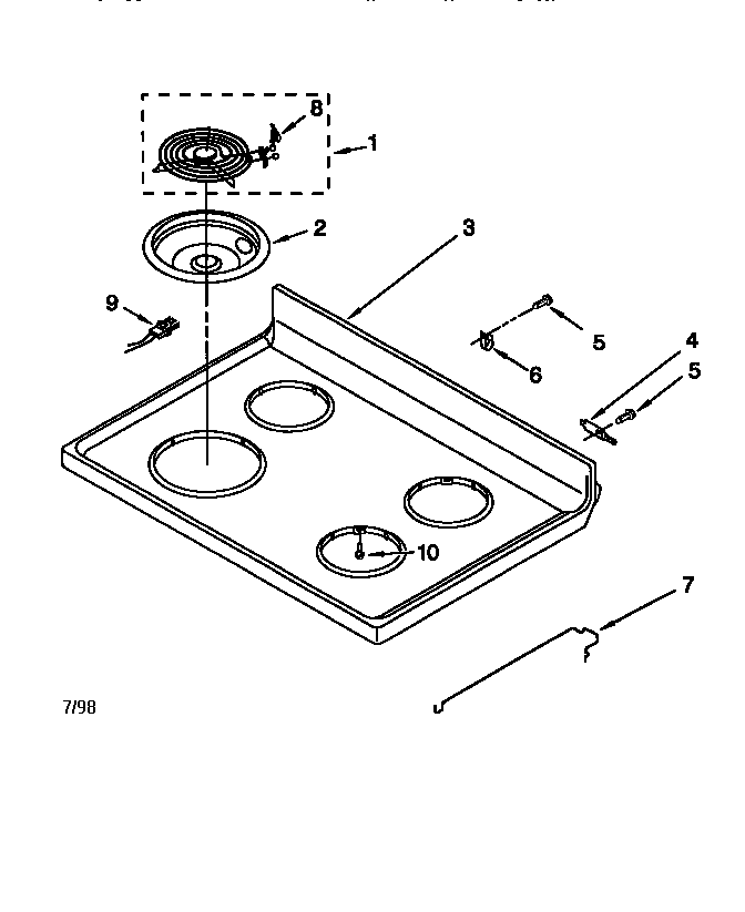 Whirlpool RF387LXGN0 cooktop diagram