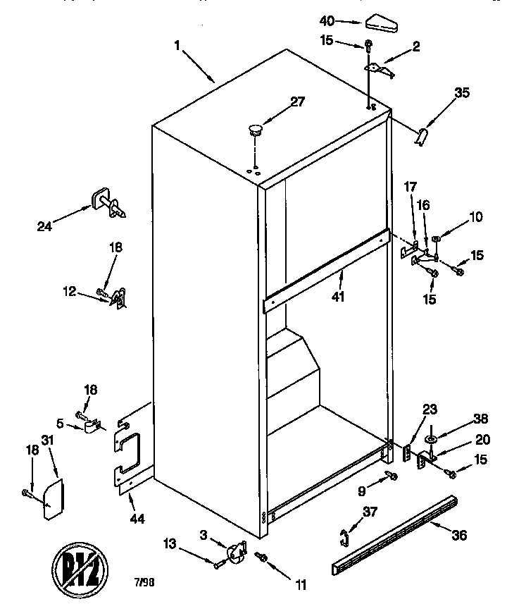 KitchenAid KTRS22KGBL00 cabinet diagram