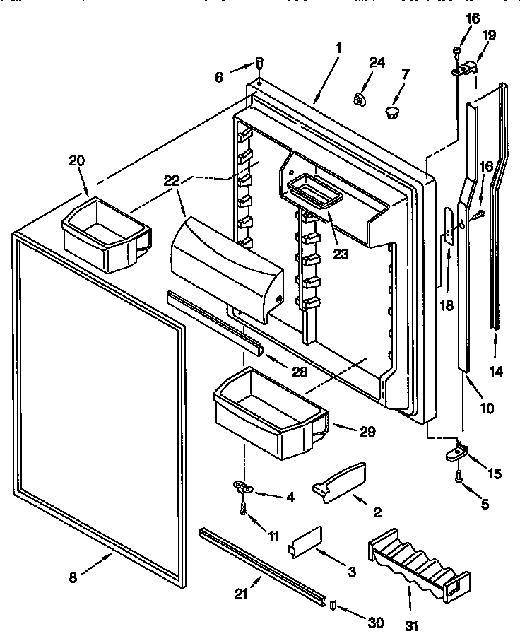 KitchenAid KTRS22KGBL00 refrigerator door diagram
