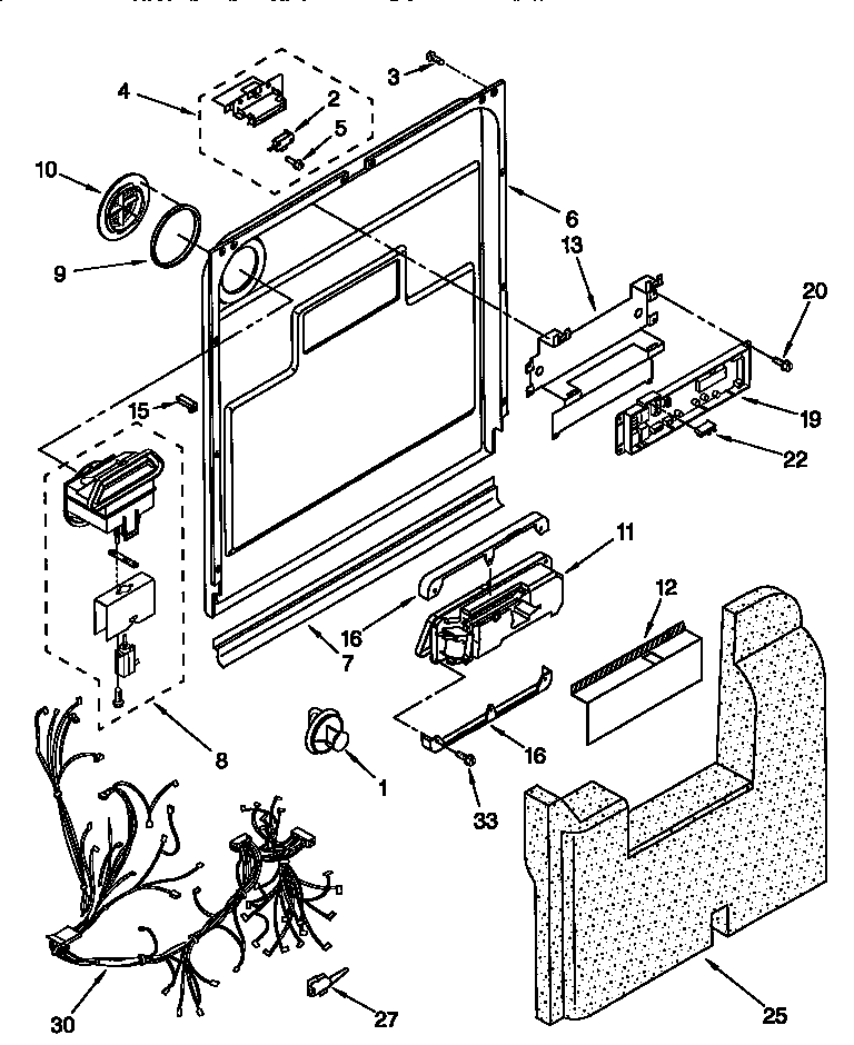 KitchenAid KUDI24SEBL4 door and latch diagram