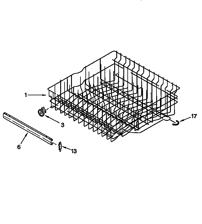KitchenAid KUDI24SEBL4 upper rack and track diagram