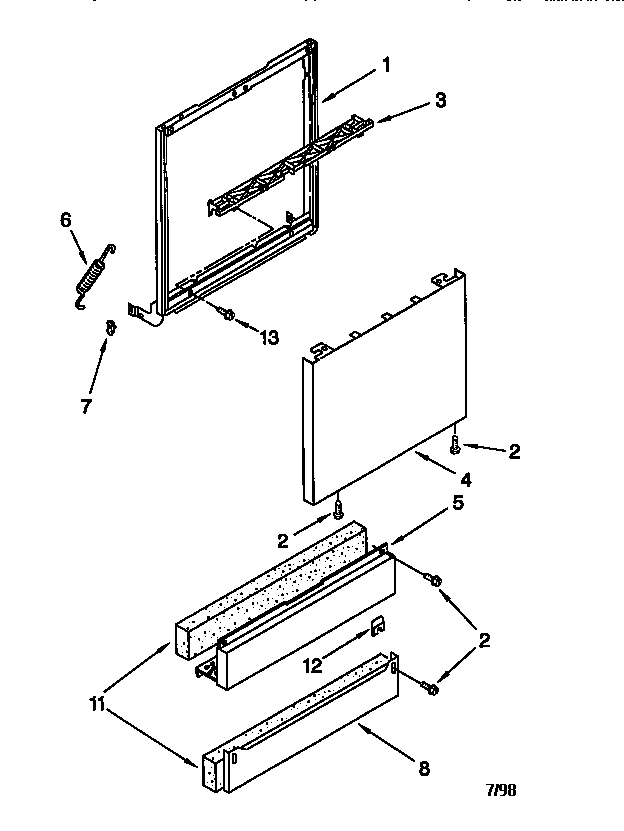 KitchenAid KUDS24SEWH4 door and panel diagram
