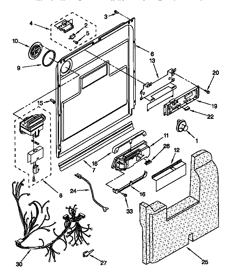 KitchenAid KUDS24SEWH4 door and latch diagram
