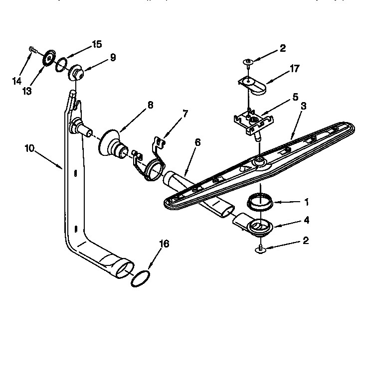 KitchenAid KUDS24SEWH4 upper wash and rinse diagram
