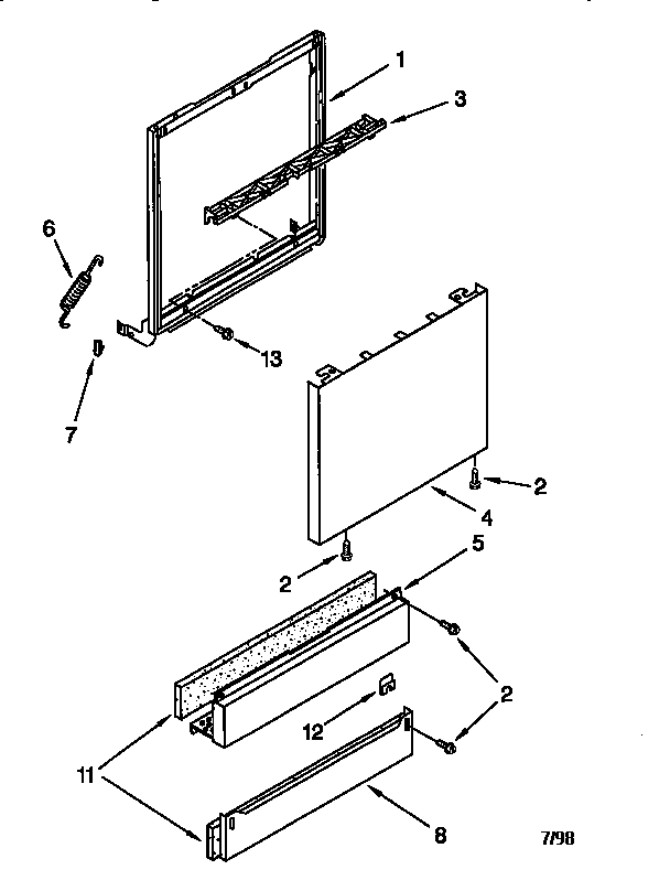 KitchenAid KUDR24SEWH4 door and panel diagram