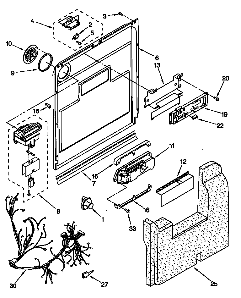 KitchenAid KUDR24SEWH4 door and latch diagram