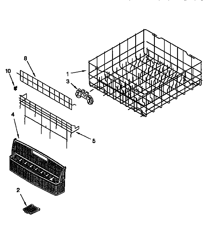 KitchenAid KUDR24SEWH4 lower rack diagram
