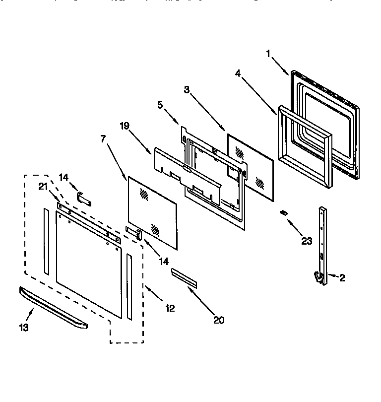 KitchenAid KEBS277DBL3 oven door diagram
