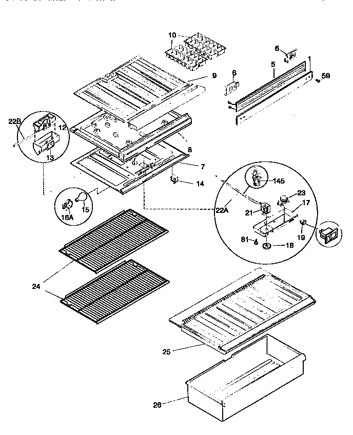 Kenmore 2539366006 shelves diagram