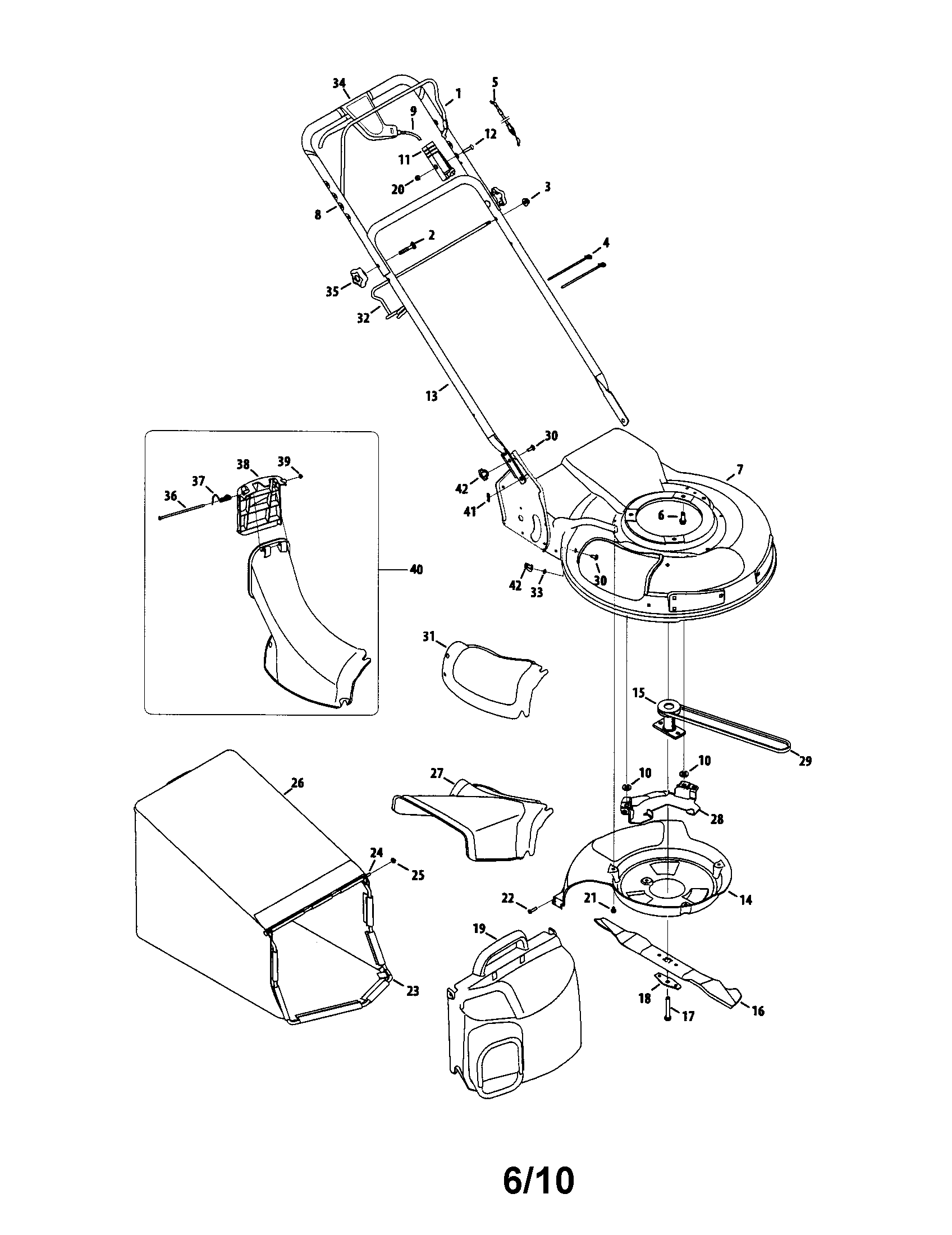 MTD 980 handle/chute/deck diagram