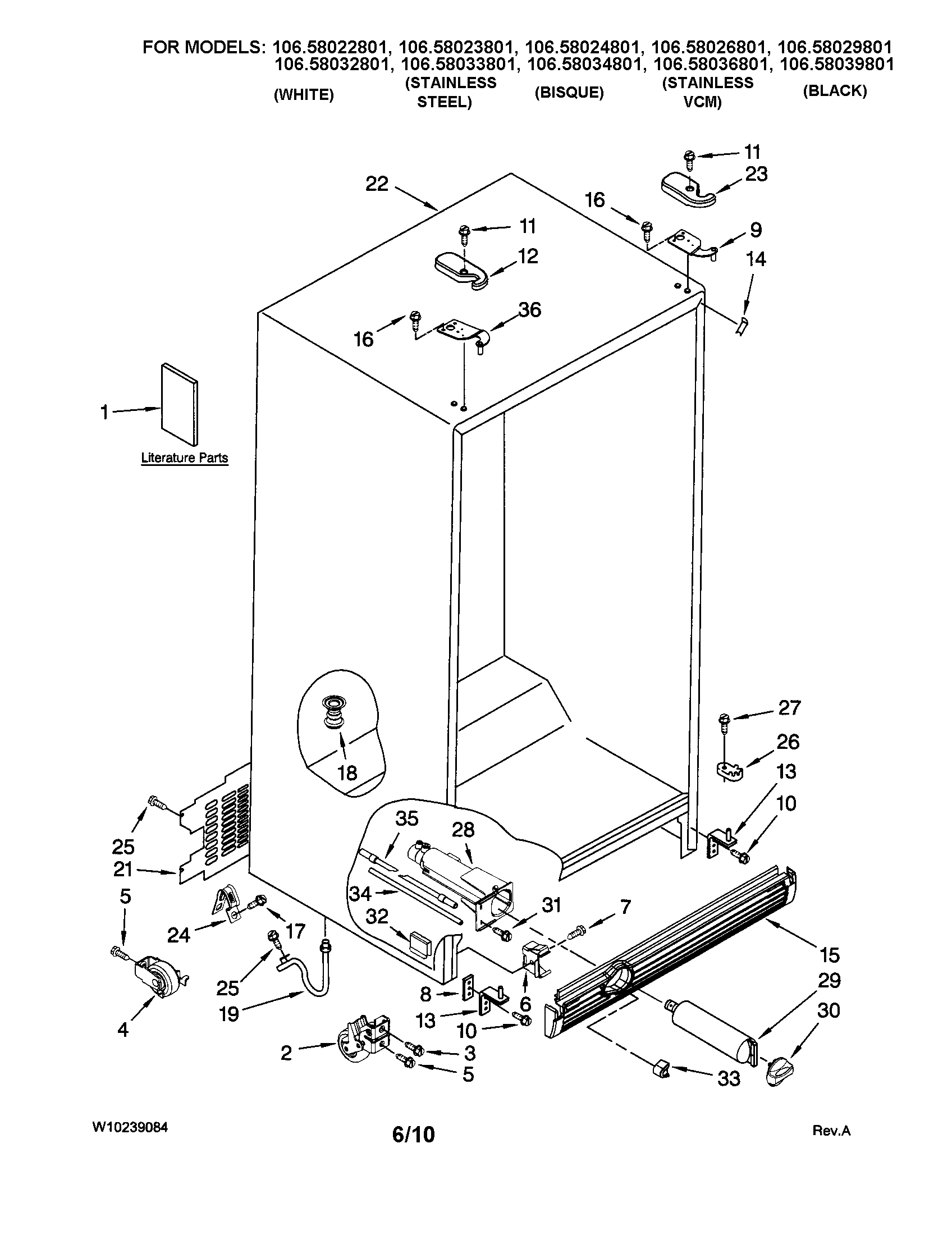 Kenmore 10658033801 cabinet diagram