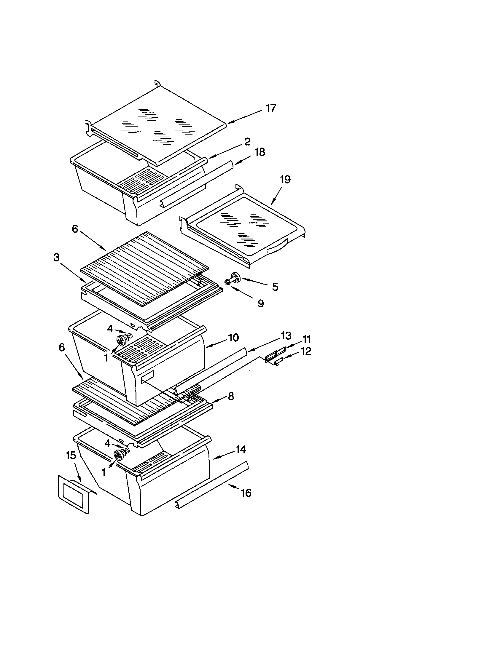 Kenmore 10658033801 refrigerator shelf diagram