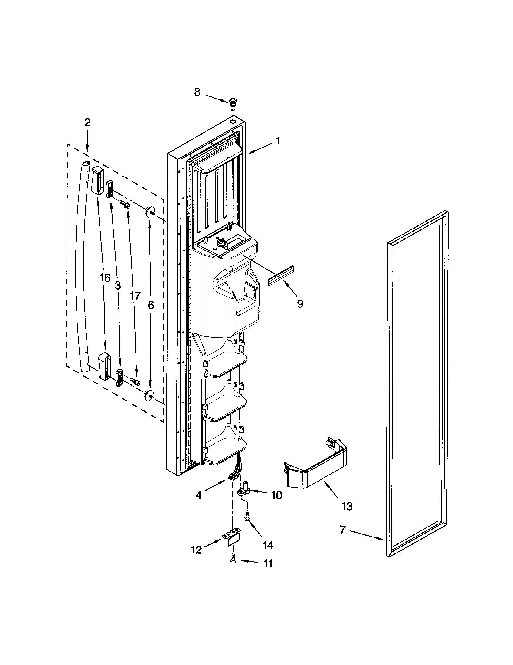 Kenmore 10658033801 freezer door diagram