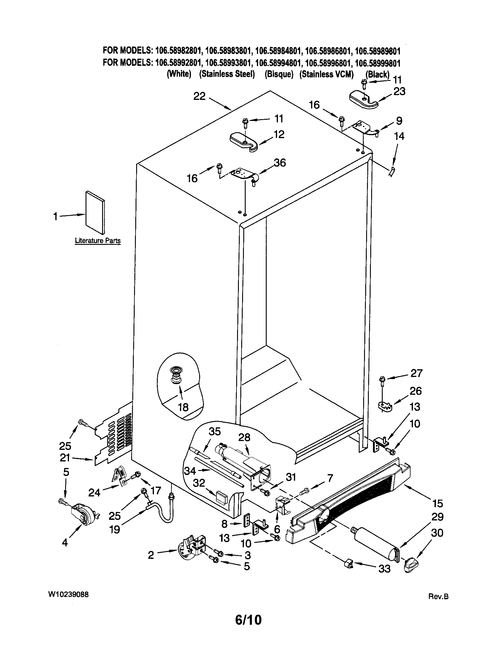 Kenmore 10658996801 cabinet diagram