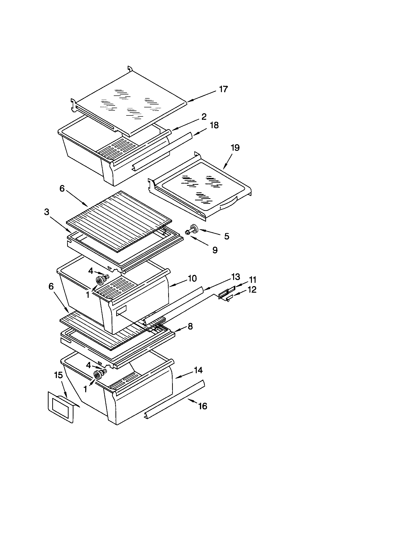 Kenmore 10658996801 refrigerator shelf diagram