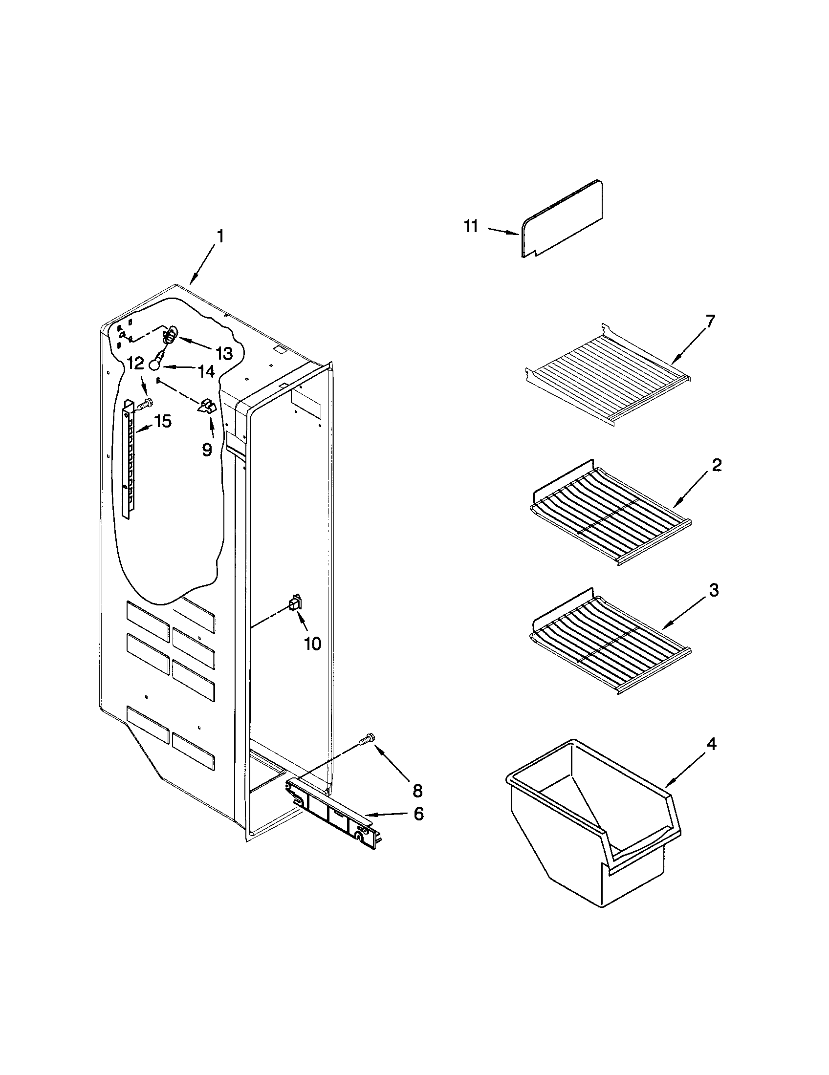 Kenmore 10658996801 freezer liner diagram