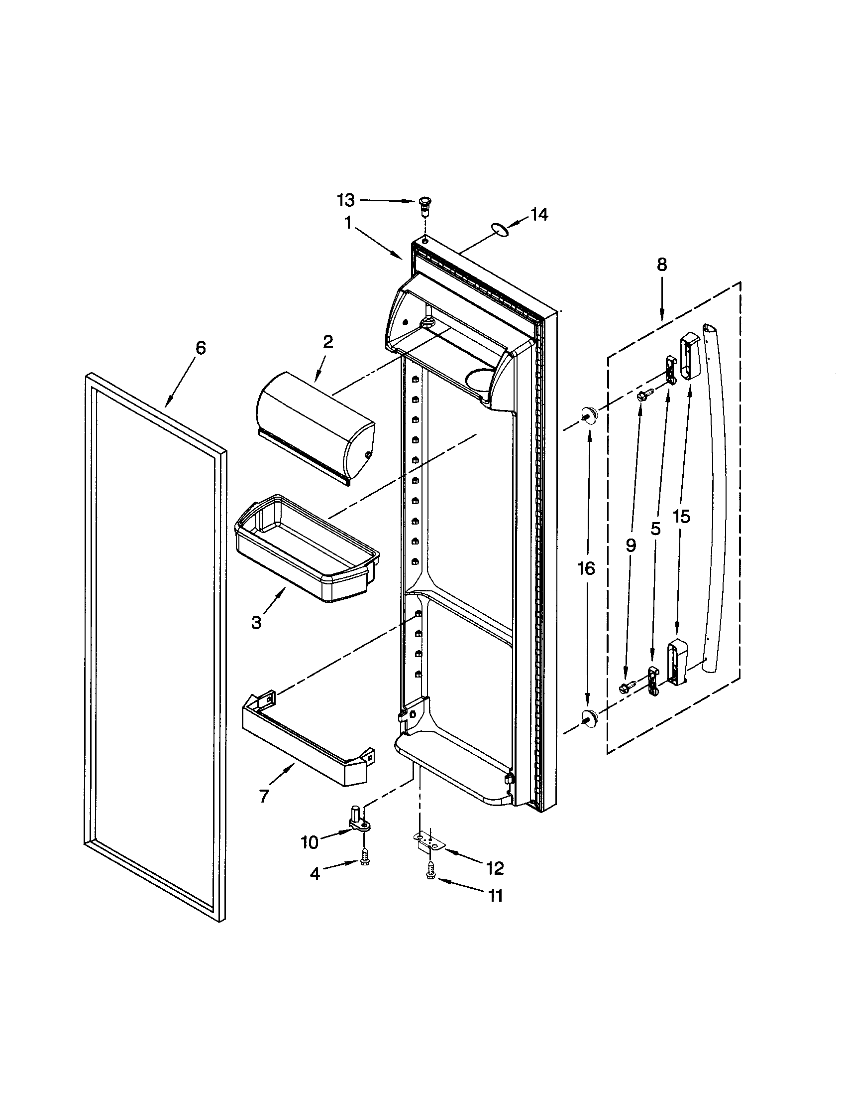 Kenmore 10658996801 refrigerator door diagram