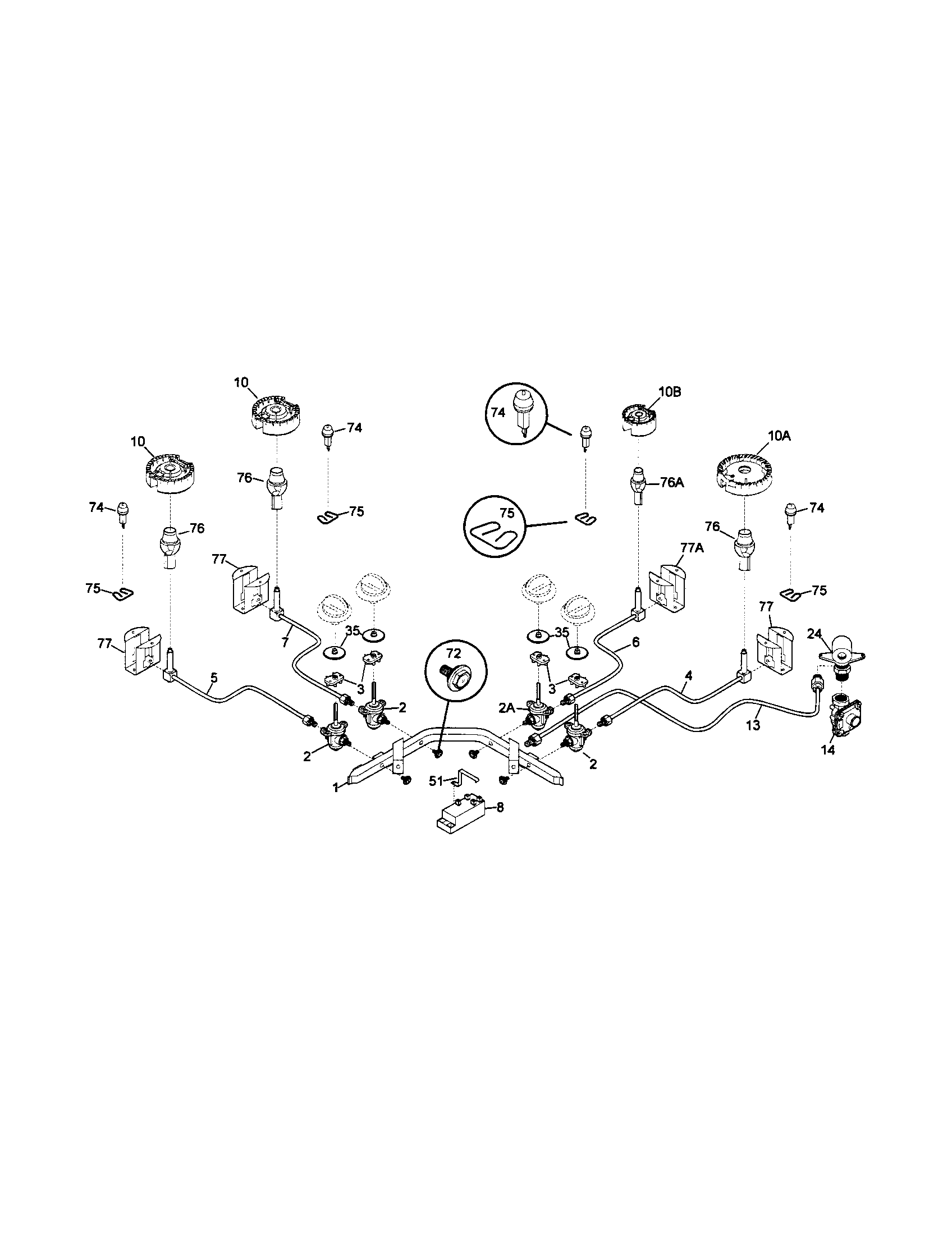 Frigidaire FGC36S6HSA burner diagram