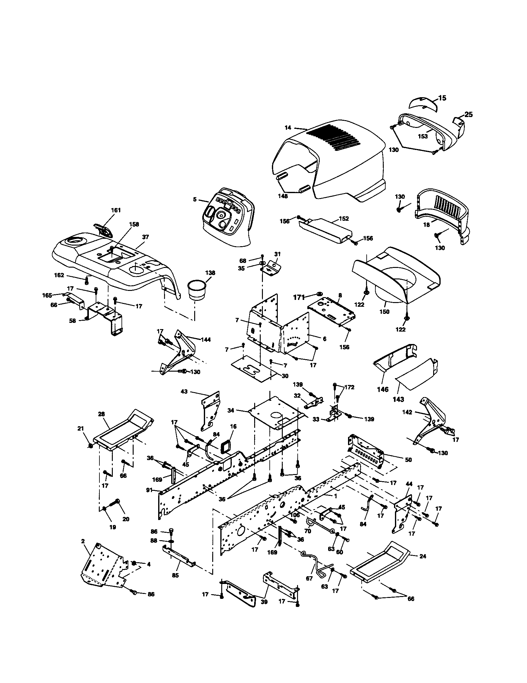 Husqvarna GT2254 chassis & enclosures diagram
