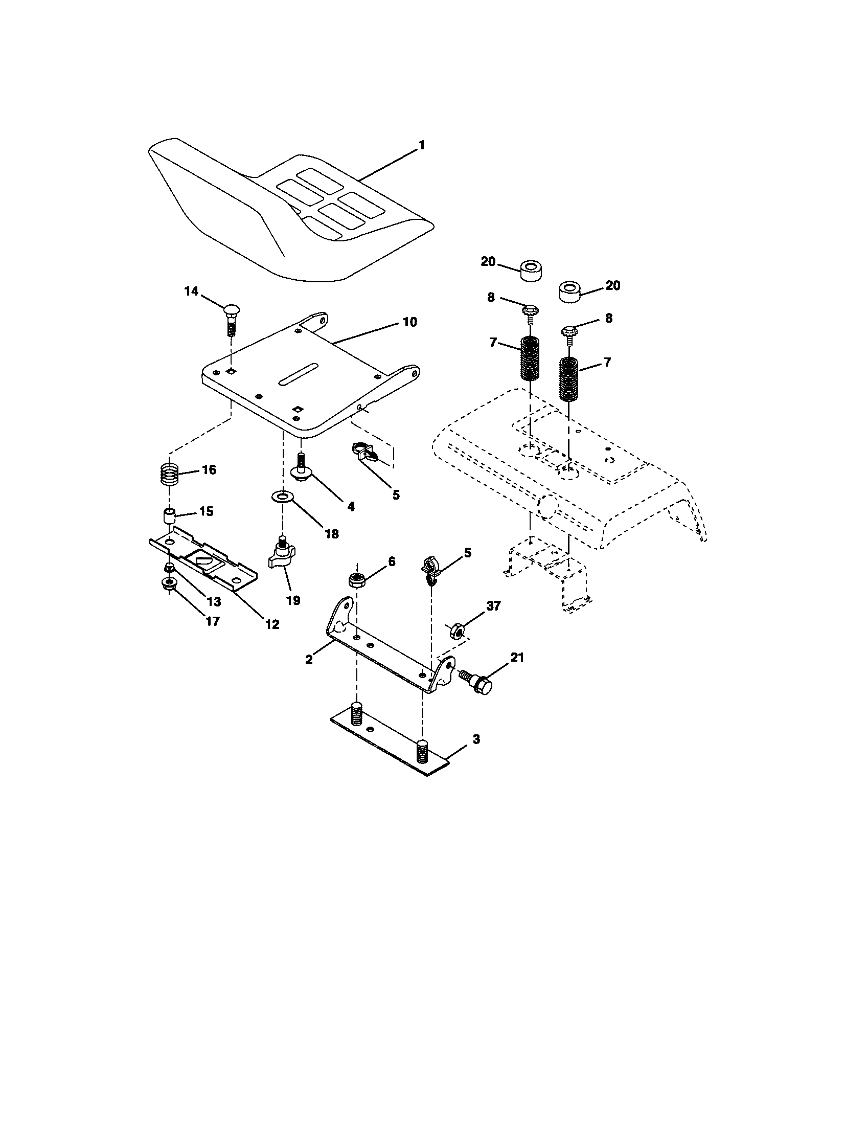 Husqvarna GT2254 seat diagram