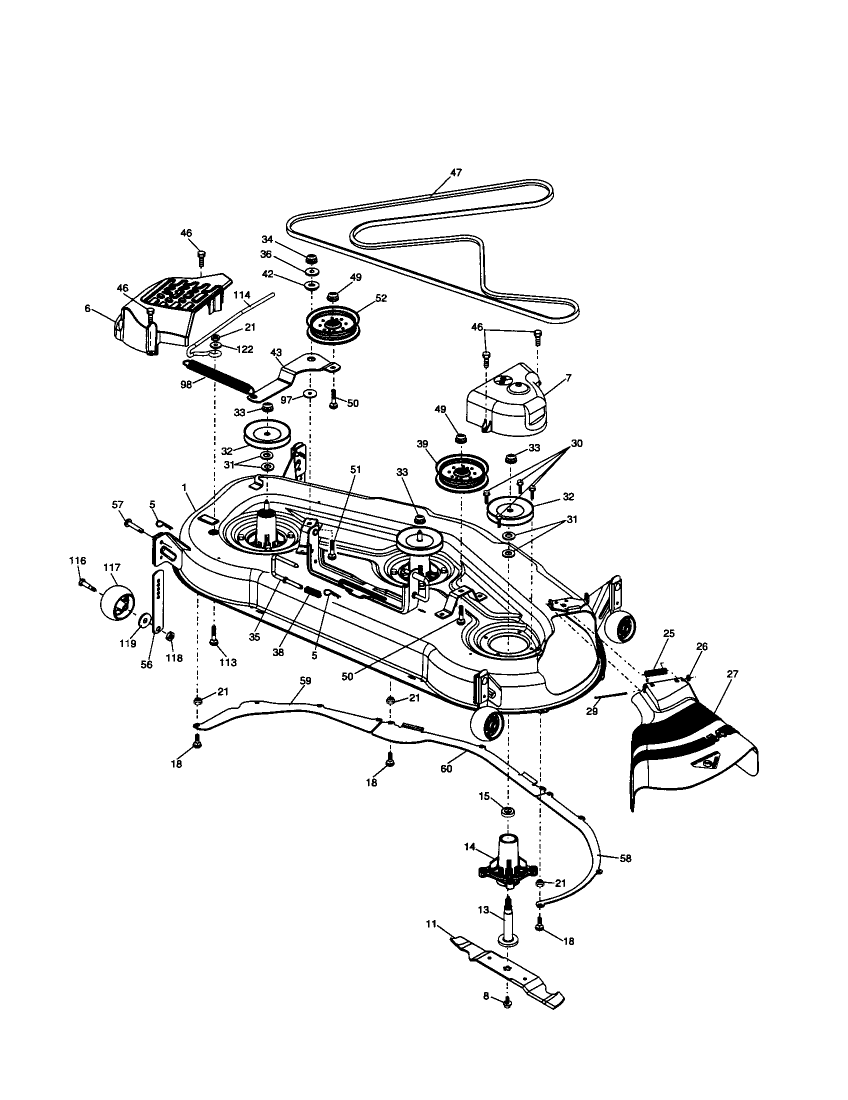 Husqvarna GT2254 mower deck diagram
